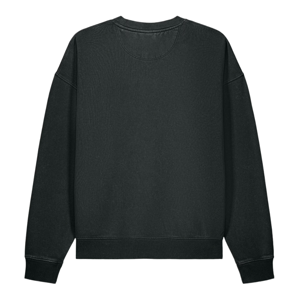 The Possibility Crewneck in washed black, back view