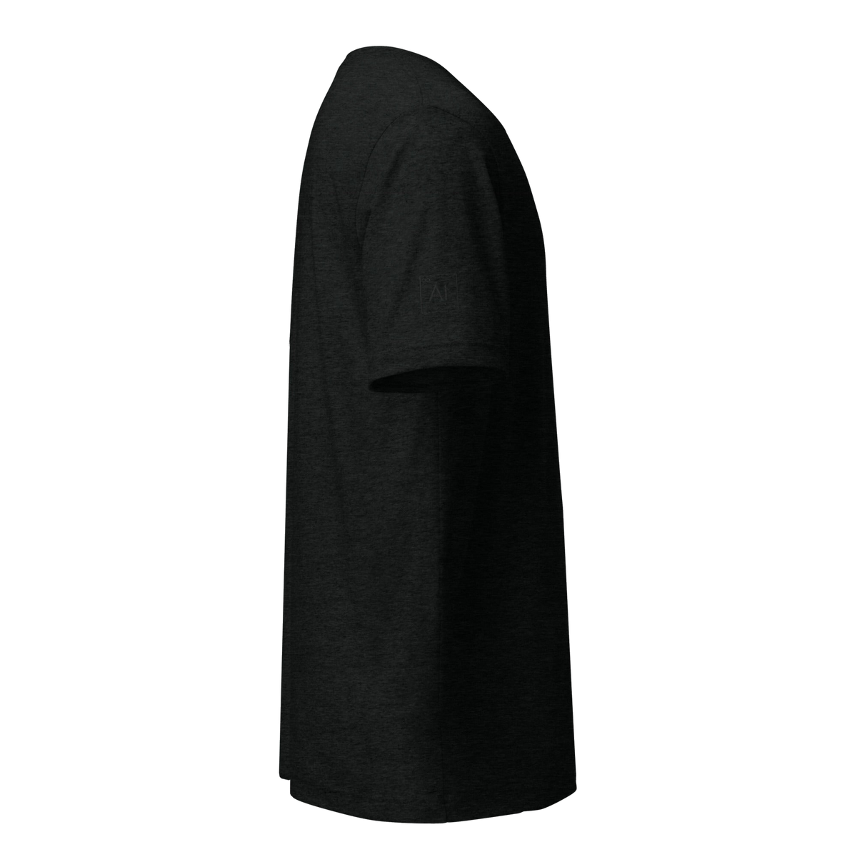 The Possibility Fitted Tee side view showing the embroidered Ai element tile on the right sleeve