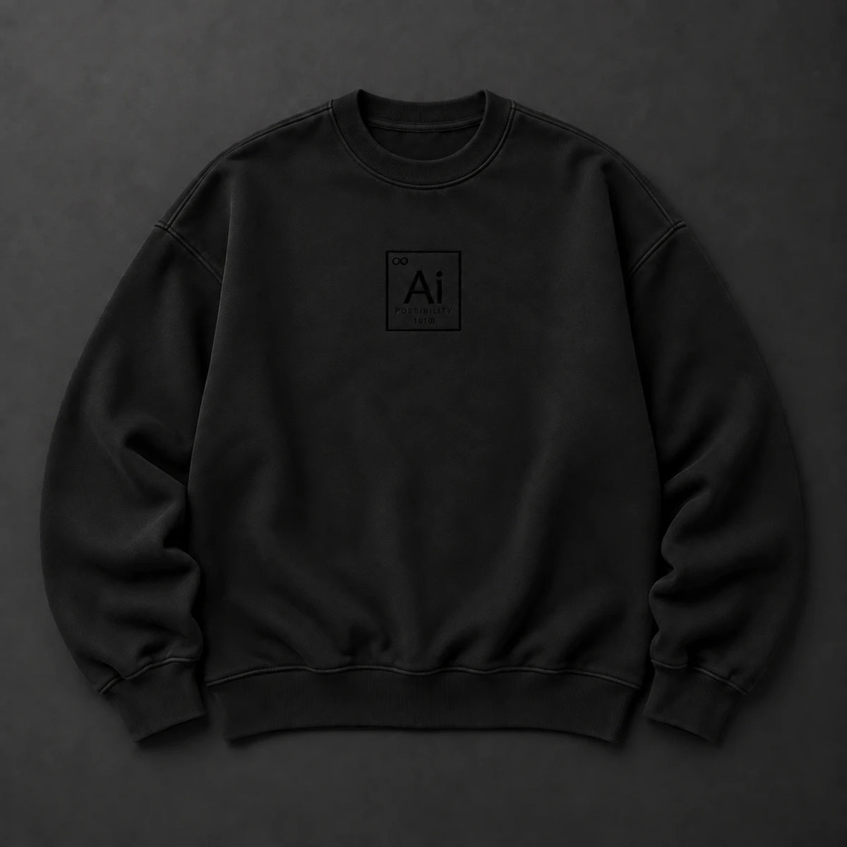 The Possibility Crewneck laid flat on a charcoal surface