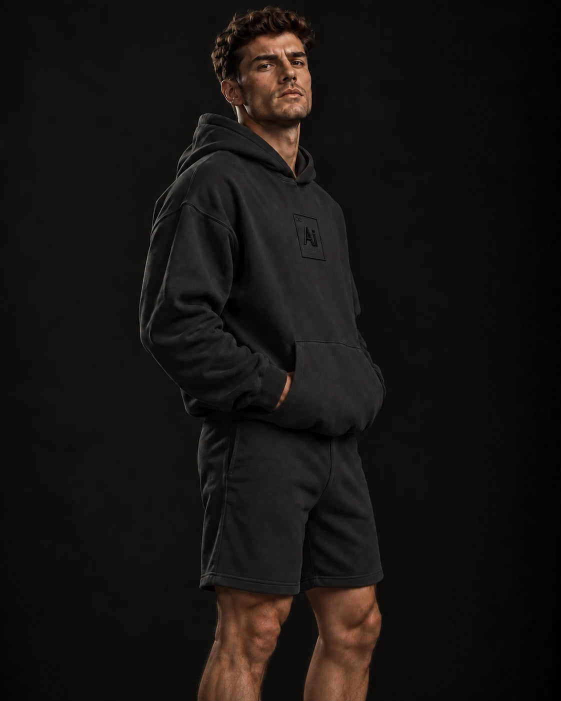 Side view of the Possibility Hoodie, oversized fit