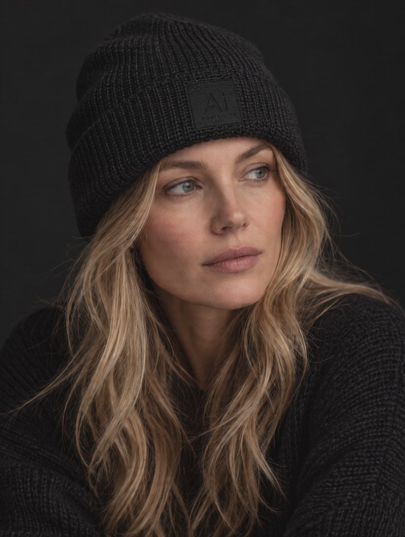 Model wearing the Possibility Beanie, short video
